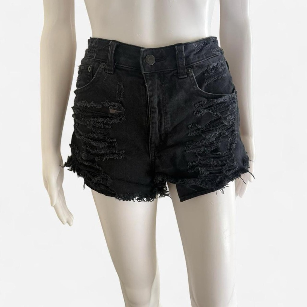 American Eagle Outfitters Black Ripped Jean Shorts